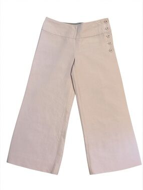 Cartonnier Blush Pink Striped Lined High Waisted Wide Leg Sailor Crop Pants